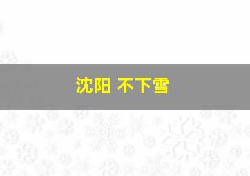 沈阳 不下雪